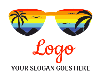 sunglasses with tropical landscape for travel company