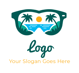 sunglasses with tropical landscape for travel company