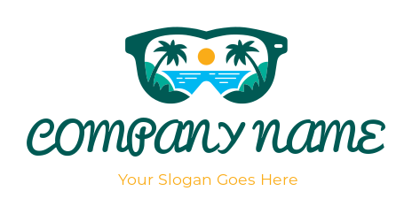 sunglasses with tropical landscape for travel company