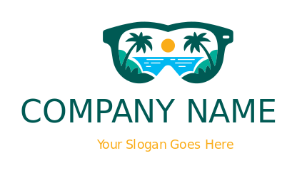 sunglasses with tropical landscape for travel company