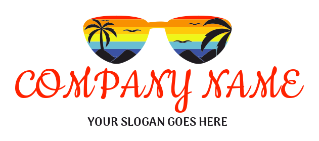sunglasses with tropical landscape for travel company