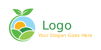 agriculture logo sunrise in field swoosh leaves