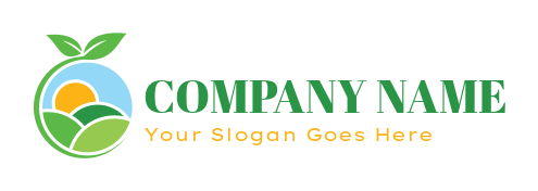 agriculture logo sunrise in field swoosh leaves