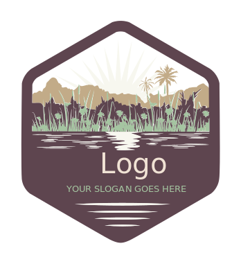 travel logo sunrise over farm landscape mountain