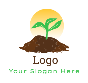 make an agriculture logo sunset behind seedling