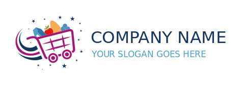 food logo online groceries in shopping cart