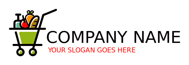 logistics logo supermarket cart with groceries