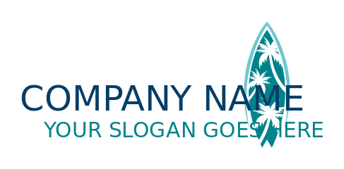 sports logo palm trees pattern on surfboard