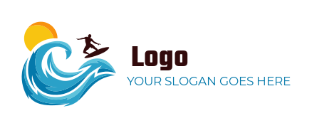 sports logo maker surfer on waves with sun
