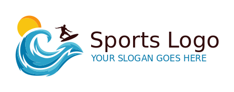 sports logo maker surfer on waves with sun