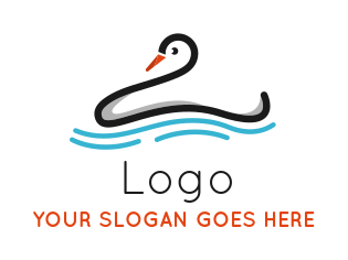 cleaning logo icon swan forming hanger on water