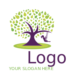 preschool foundation logo swinging girl on tree
