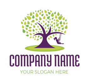 preschool foundation logo swinging girl on tree