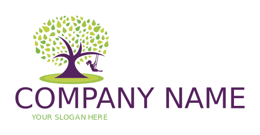 preschool foundation logo swinging girl on tree