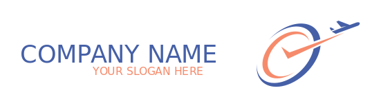 travel logo swirl clock with swoosh and aircraft