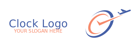 travel logo swirl clock with swoosh and aircraft