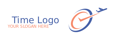 travel logo swirl clock with swoosh and aircraft