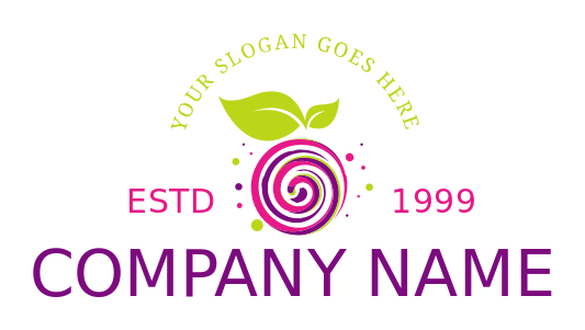 candy store logo swirls with leaves bubbles