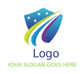 make an insurance logo swoosh & stars in shield 