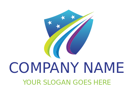 make an insurance logo swoosh & stars in shield 
