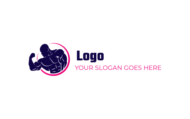 make a fitness logo swoosh around bodybuilder - logodesign.net
