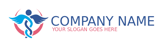 medical logo crescent around caduceus 