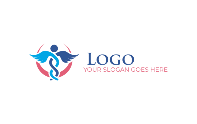 design a medical logo crescent around caduceus 