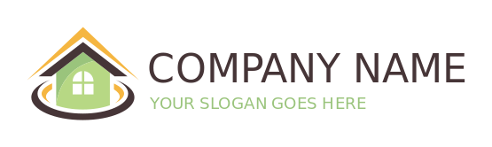 create a real estate logo swoosh around gable roofs with window