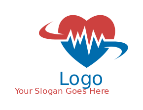 medical logo swoosh around heart with ECG graph