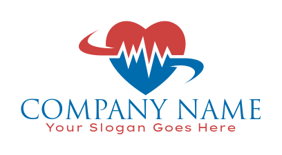 design a medical logo swoosh around heart with ECG graph