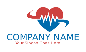 medical logo swoosh around heart with ECG graph