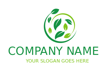 create a landscape logo of swoosh around leaves