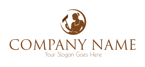 cleaner logo PNG maid holding vacuum in swoosh