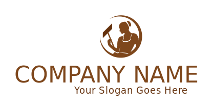 cleaner logo PNG maid holding vacuum in swoosh