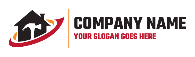 construction logo negative space hammer in house
