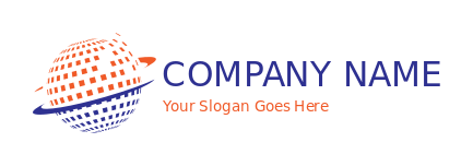 IT logo maker swoosh around pixel globe