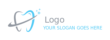orthodontist logo swoosh around tooth with stars