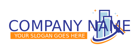 cleaning logo swoosh mop around buildings