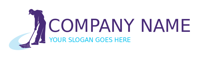 cleaning logo swoosh formed by janitor mopping