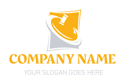 attorney logo swoosh forming gavel in rectangle