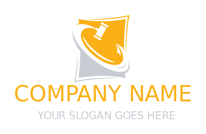 attorney logo swoosh forming gavel in rectangle