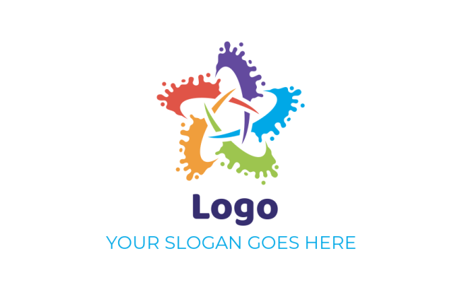 printing logo online swoosh forming with color splashes - logodesign.net