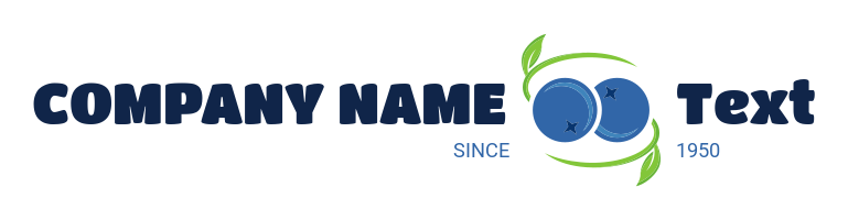 farm logo two blueberries inside swoosh leaves