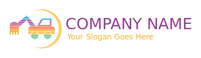 construction logo colorful stripes excavator