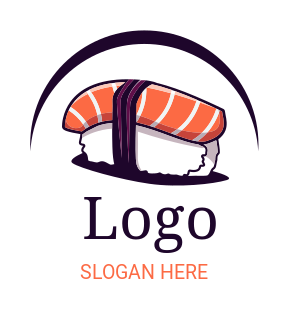 restaurant logo swoosh on top of sushi