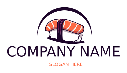 restaurant logo swoosh on top of sushi