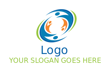 make a community logo swoosh people forming ellipse