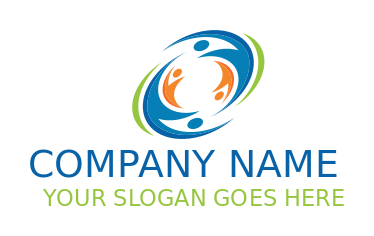 make a community logo swoosh people forming ellipse