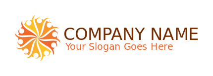 consulting logo swoosh people forming sun rays