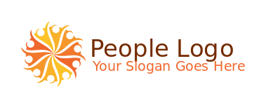 consulting logo swoosh people forming sun rays